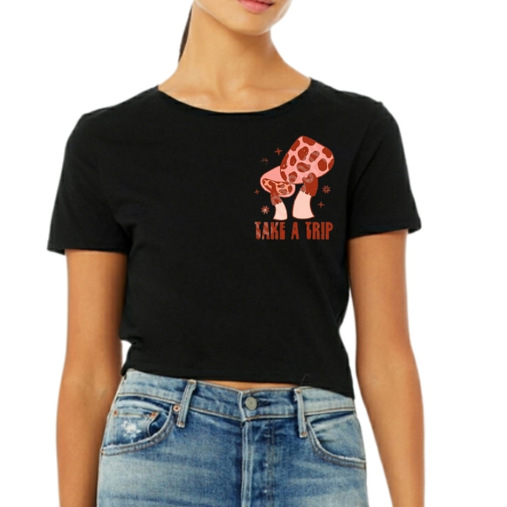 CROP TOP MUSHROOM "TAKE A TRIP "